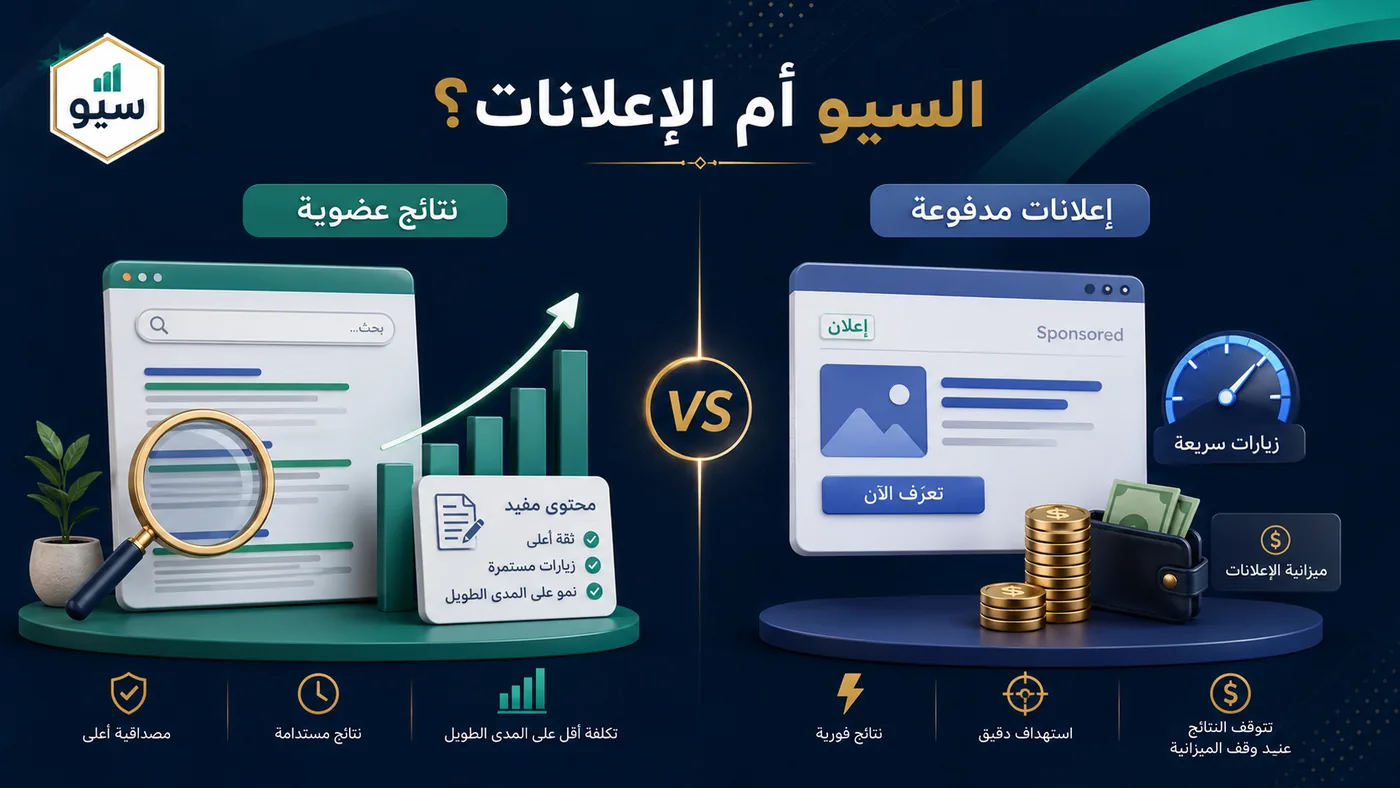 مقارنة مبسطة بين السيو والإعلانات المدفوعة