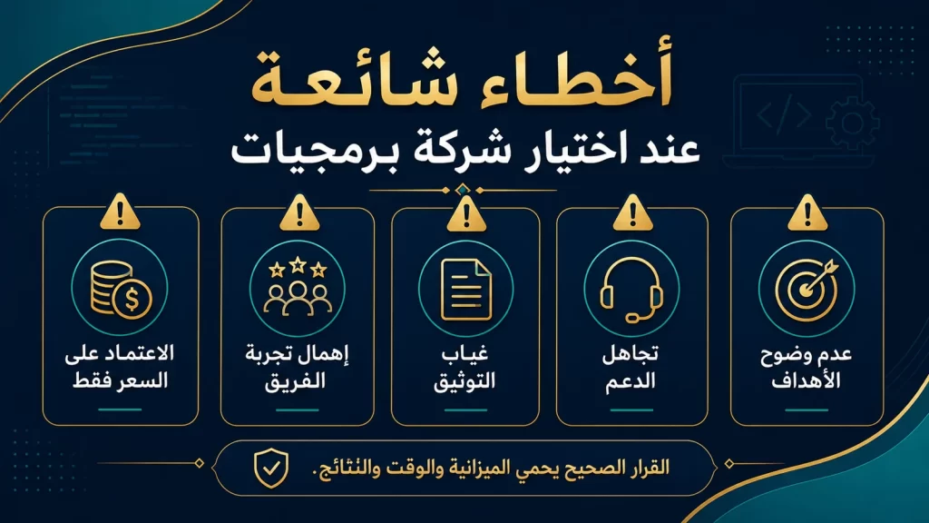 أخطاء شائعة عند اختيار شركة برمجيات