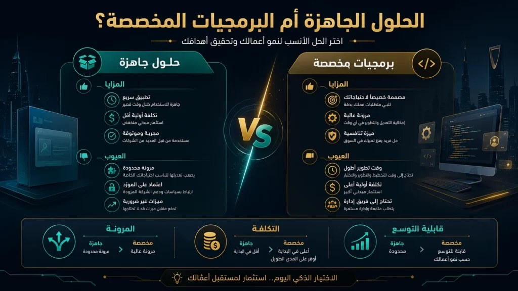 الحلول الجاهزة أم البرمجيات المخصصة